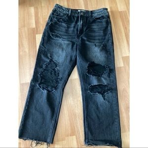 90’s wide leg distressed jeans